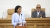 La vicepresidenta de Venezuela, Delcy Rodríguez, durante la presentación de la Ley contra el Fascismo, Neofascismo y Expresiones Similares, el 2 de abril de 2024. 