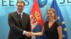 Predsednik Srbije Aleksandar Vučić i visoka predstavnica EU za spoljnu politiku i bezbednost Federika Mogerini koja posreduje u dijalogu, Foto: Glas Amerike