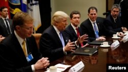 Президент США Дональд Трамп встретился в Белом доме с ведущими представителями деловых кругов страны. Вашингтон. 23 января 2017 г.