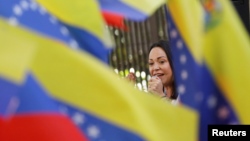La candidata presidencial opositora María Corina Machado da un discurso en un acto el pasado 23 de enero en Caracas.