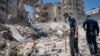 Les décombres d'un bâtiment détruit lors d'une frappe aérienne israélienne sur la ville de Gaza le 27 mai 2021.