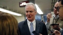 Sen. Chris Van Hollen, D-Md., talks to reporters at the Capitol in Washington, Thursday, Jan. 30, 2020, during the impeachment trial of President Donald Trump on charges of abuse of power and obstruction of Congress. (AP Photo/Julio Cortez)