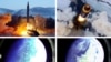 This combo picture released Jan. 31, 2022, by North Korea's official Korean Central News Agency (KCNA) shows what North Korea says is the test-firing of a Hwasong 12-missile.
