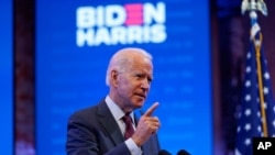 Democratic presidential candidate former Vice President Joe Biden gives a speech on the Supreme Court at The Queen Theater, Sept. 27, 2020, in Wilmington, Del.