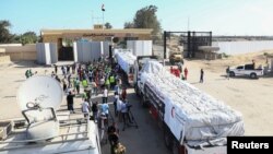 Гуманитарная помощь для населения сектора Газа на КПП «Рафах», на границе между сектором Газа и Египтом. 21 октября 2023г.