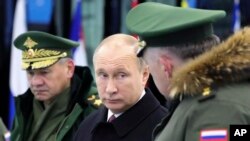 Putin visits the Military Academy of Strategic Rocket Troops in Balashikha, outside Moscow, December 22, 2017.