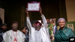 Bola Tinubu wa chama tawala cha APC, Nigeria alitangazwa kuwa mshindi  kwa asilimia 37.