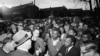Wilson Baker, left foreground, public safety director, warns of the dangers of night demonstrations at the start of a march in Selma, Alabama, Feb. 23, 1965.