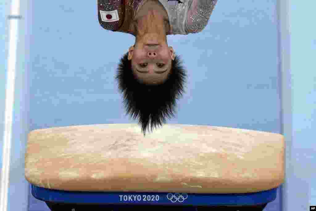 Japan's Mai Murakami trains on the vault during a gymnastics practice session ahead of the 2020 Summer Olympics in Tokyo, Japan.