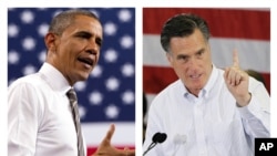 Tổng thống Barack Obama (trái), ứng cử viên Đảng Dân chủ và ông Mitt Romney, ứng cử viên Đảng Cộng hòa