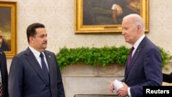 Президент Джо Байден принимает в Белом доме премьер-министра Ирака Мохаммеда Шиа аль-Судани. 15 апреля 2024 г.